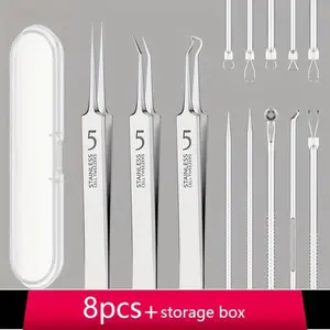 Stainless Steel Blackhead Cleanser Tool Set, Nose Blackhead Remover, Nose Blackhead Removal, Professional Blackhead Extractor Tool with Storage Box, Facial Care Tool for All Skin Types, Skincare Products