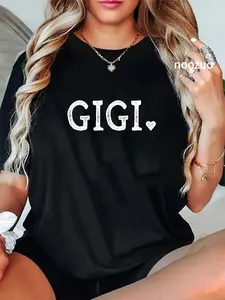 100% Cotton Gigi Gifts for Women Design with Heart Love Gigi T-Shirt