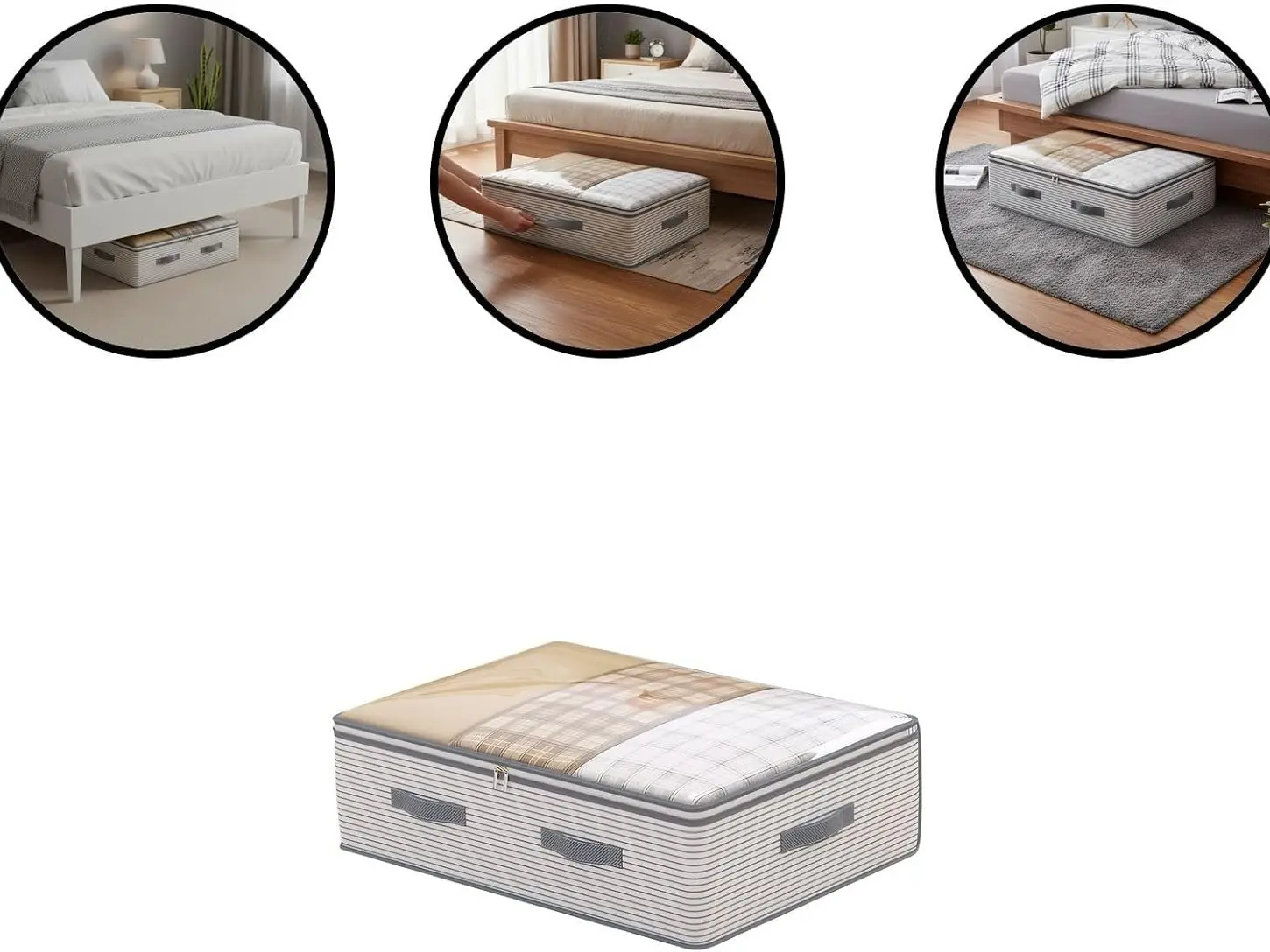 Under Bed Storage Box for Bedroom Organizing Large Capacity foldable Container with Clear Top and Zipper Closure