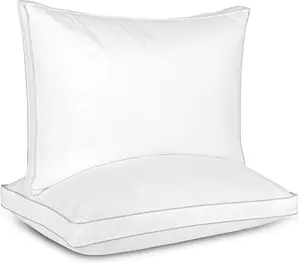 Bafode Luxury Goose Feather Down Pillow Set of 2 - Made in USA Soft Gusseted Bed Pillows for Sleeping with Soft Premium 500 TC Cooling Cotton Shell