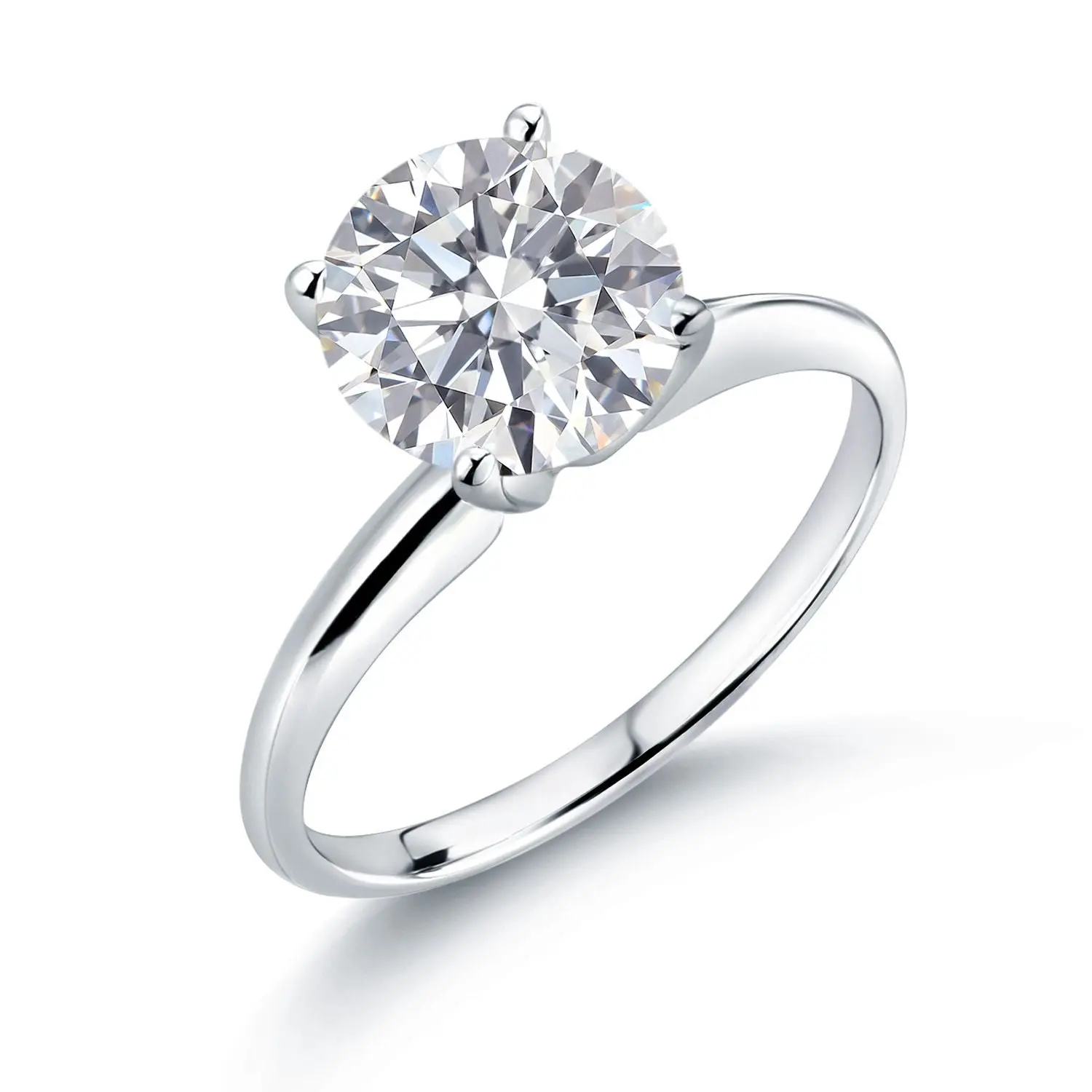Gem Stone King 14K White Gold 1-2 Ct Lab Grown Diamond IGI Certified Solitaire Engagement Ring | D-E Color | VS1-VS2 Clarity | Wedding Anniversary Promise Gold Ring For Women | Available in Size 5-9