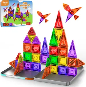 Mini Magnetic Tiles, 45PCS Diamond Pattern Magnetic Tiles Travel Set with Case, Portable Building Toys Creativity Boosting Sensory Toys for Kids Ages 4-8 Toddler Boys Girls Halloween Birthday Gift