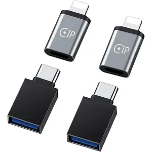 (4 Packs) 2 Type c Female to iPhone Male converters,2 USB Female to Type c Male converters for iPhone 12,13,14Pro Max Plus,Samsung Galaxy S23,S22,OTG USB ADAPTS to USB C