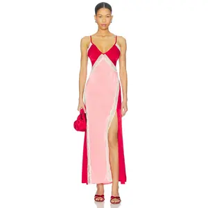 Free People Some Kind Of Love Maxi Slip Dress in Sweetie Pink Combo