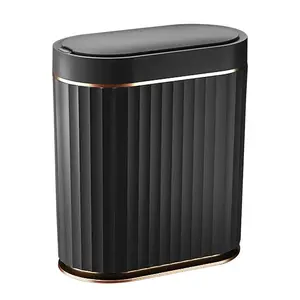 2-Gallon Black Sensor Trash Can – Slim, Waterproof, Automatic Bin for Bathroom & Office Light