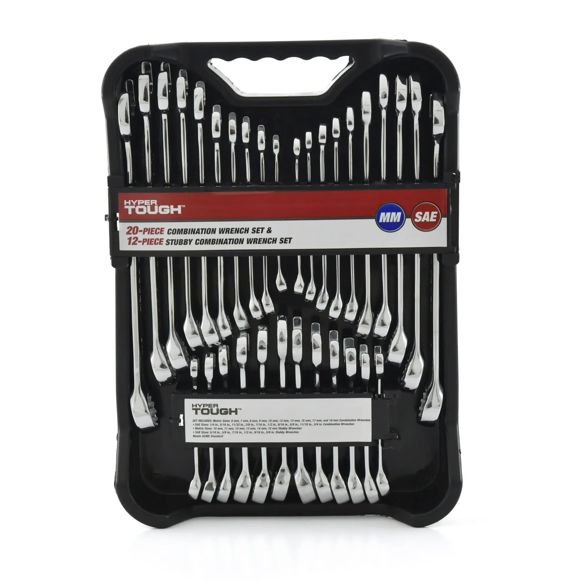 Hyper Tough Heavy Duty 32-Piece Chrome Vanadium SAE & Metric Combination Wrench Set, Hand Tools, with Standard & Stubby Sizes