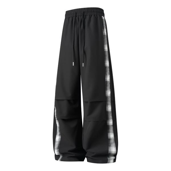 3PACK Men's Oversized Parachute Pants  Plaid Stripe Baggy Cargo Pants, Trendy Y2K Streetwear Track Pants
