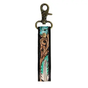 CANYON FEATHER HAND-TOOLED KEY FOB