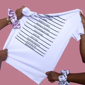 Length Check T-Shirt - Casual White T-Shirt with Top 13 Songs List for Women - Breathable Fabric, Comfortable Wear, Fitted Crewneck, Summer Streetwear