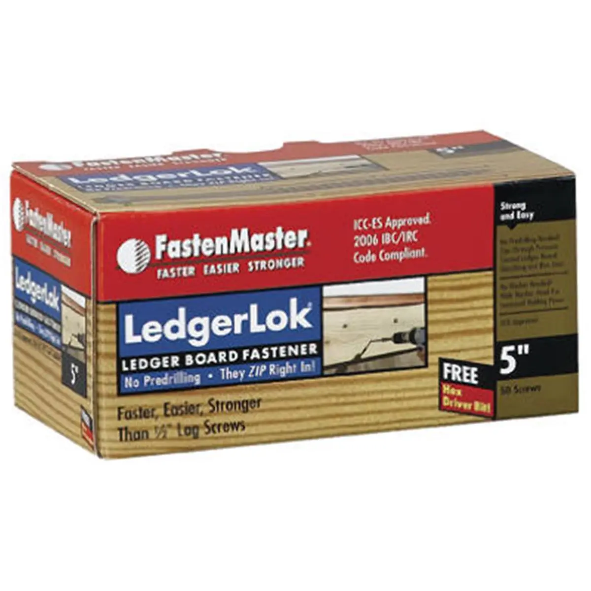 FastenMaster FMLL005-50 5 in. Pre-Drill-Free Ledgerlok Screws, Sailing Fasteners, 50-Pack, No Pre-Drilling