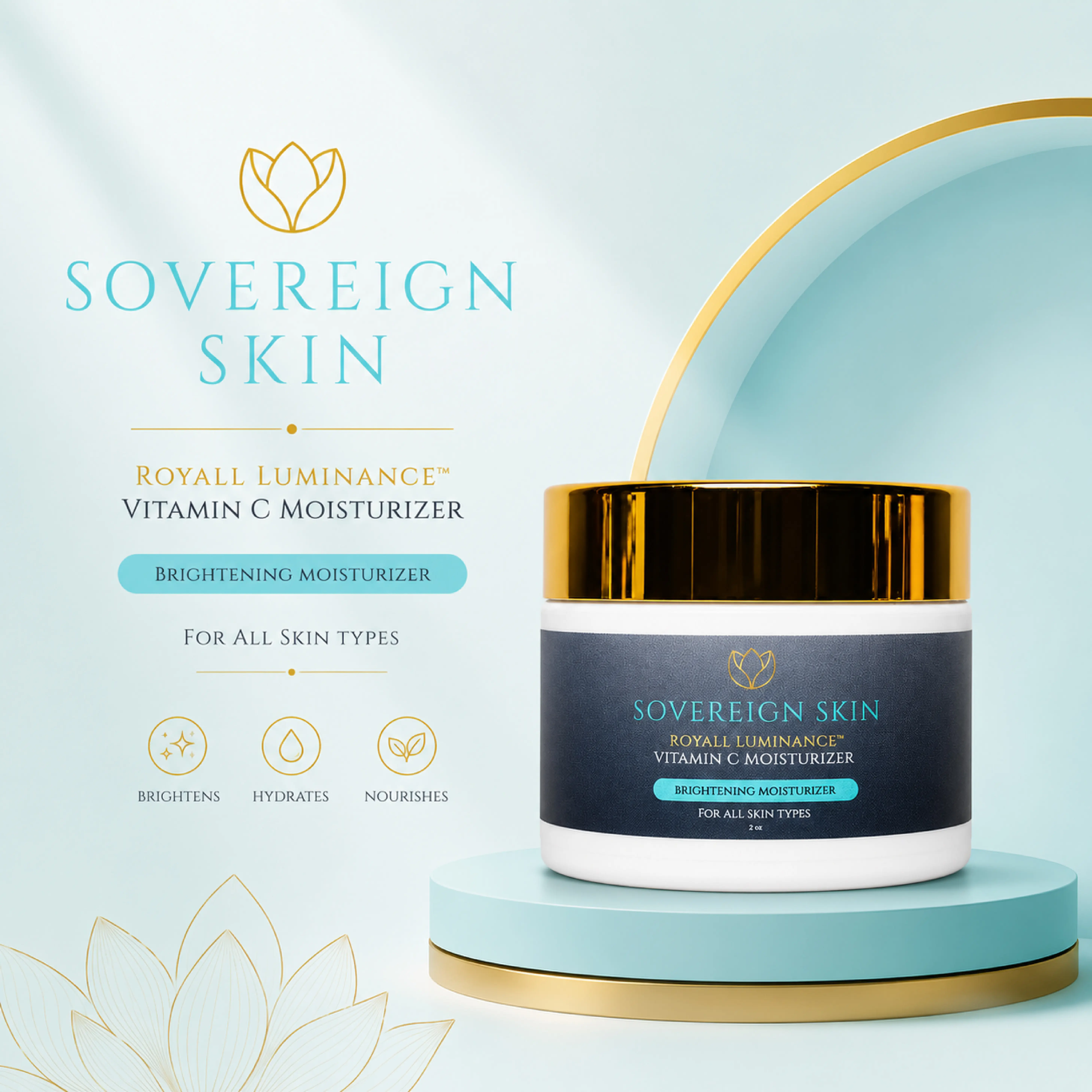 Sovereign Skin Royal Luminance Night Glow Creme Brightening Overnight Moisturizer | Deep Hydration Face Cream for All Skin Types