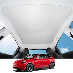 Upgraded Model Y Sunshade Roof  [nano Ice-crystal Coatings] Heat Insulation Glass Shade Top Window Retractable Sun Protection Sunroof Blocking Cover For 2020-2024 Gray