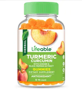 Turmeric Curcumin with Ginger and Black Pepper Extract Great Tasting Natural Flavor Gummy Vegetarian GMO-Free Supplement for Joint Support Mobility and Natural Antioxidant Inflammation Relief Formula