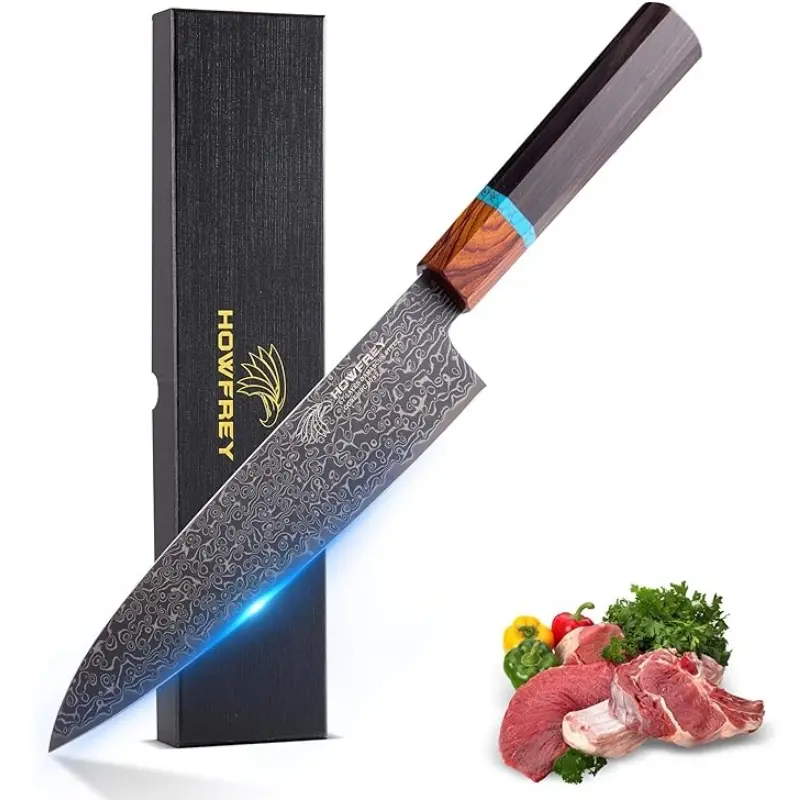 8 Inch Damascus Chef Knife, 67-Layer VG10 High Carbon Steel Japanese Kitchen Knife, Ultra Sharp Ergonomic Pakkawood Handle, Professional Chef Grade Cooking Knife, Premium Gift Box for Birthday Housewarming Gifts for Dad Mom Chef Men Women
