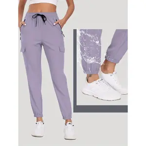 Women's Stylish Cargo Hiking Pants Joggers - Lightweight, Quick Dry, Water Resistant, Elastic Waist & Zipper Pockets - For Women - Perfect for Sports, Hiking, Leisure & Travel - Ideal Gift for Active Women