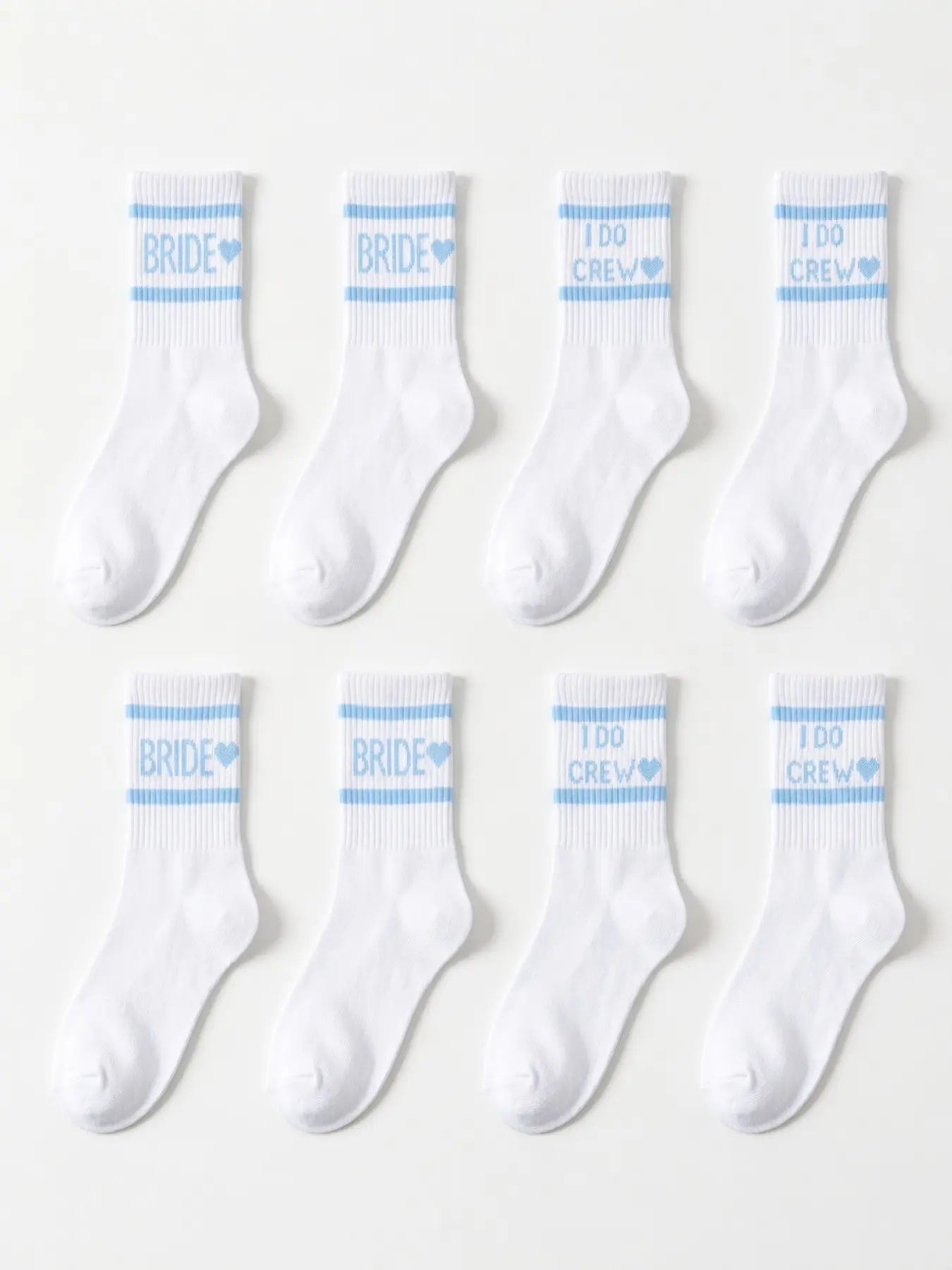8 Pairs Bride Socks, White Blue Bride to Be Something Blue Bridal Gift Love, For Women Engagement Wedding Bridesmaid Gifts Bachelorette Favor Honeymoon Essentials Party Decorations Fit