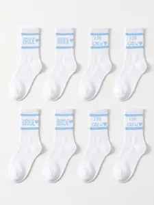 8 Pairs Bride Socks, White Blue Bride to Be Something Blue Bridal Gift, For Women Engagement Wedding Bridesmaid Gifts Bachelorette Favor Honeymoon Essentials Party Decorations Fit