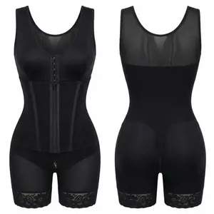 2026New High Waist Shaping Bodysuit With Strong Compression 9 Bones Mesh Fabric Hook And Eye Closure Crotch Zipper Design Tummy Control Butt Lifting Breast Enhancing Body Shaper For Women Adjustable Slimming Body Suit Daily Wear