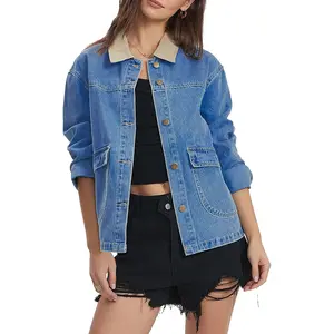 Kedera Women's Denim Jacket Casual Jean Jacket Long Sleeve Spring Shacket Barn Coat with Pockets