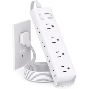 Flat Plug Power Strip, Ultra Thin Flat Extension Cord -  12 Widely AC 3 Sides Multiple Outlets, 5Ft, 1050J Surge Protector, Wall Mount, Desk Charging Station for Home Office Dorm Room Essentials
