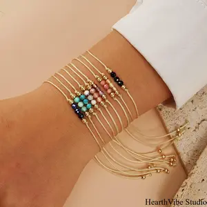 Gemstone & Natural Stone Beaded Bracelet — Handcrafted with Copper Accents | Women's Fashion & Versatile Style