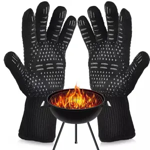 Heat Resistant Hot Oven Gloves Bakeware 932°f, Xl Size Cut-Resistant Silicone Grilling Gloves, Non-Slip Kitchen Cooking Gloves for Men