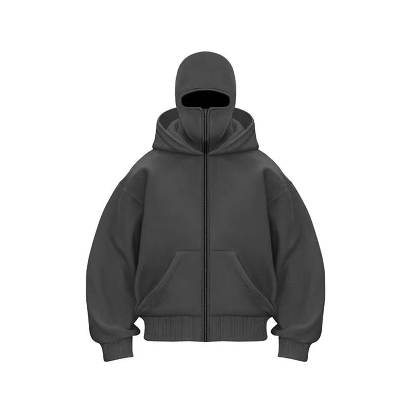 Balaclava Hoodie Y2K Gothic Harajuku Men's Winter Balaclava Jacket Zip Up Fashion Double Layer Y2K Hoodie Hip Hop Clothing Autumn Winter Sweatshirt hoodie men