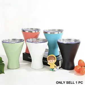 Margarita Thermos Cup with Lid, Cute Insulated Martini Glass, Stainless Steel Cocktail Cup, Keeps Drinks Cold, Leak-Proof, Shatterproof, Sweat-Proof, Suitable for Parties, Lovers, Holiday Gifts