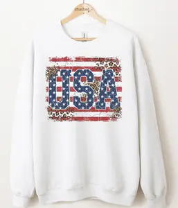 USA Leopard Flag Graphic Top USA Leopard Flag Graphic Top