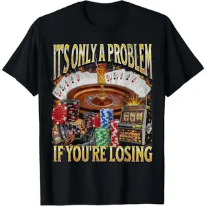 Women's Cotton Graphic Round Neck T-Shirt Featuring Humorous Gambling Quote Casual Soft Fabric