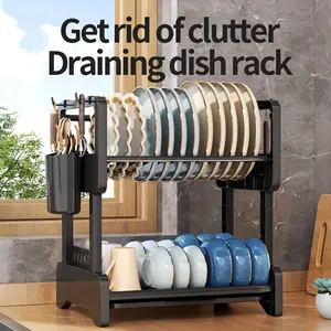 High-quality Thickened Dish Drainer Rack, a Simple and Practical Kitchen Storage Shelf, a Large-capacity Dishware Storage Solution, a Multi-functional Tableware Rack for Both Household and Commercial Use. Suitable for Daily Cleaning, Holiday Dinners