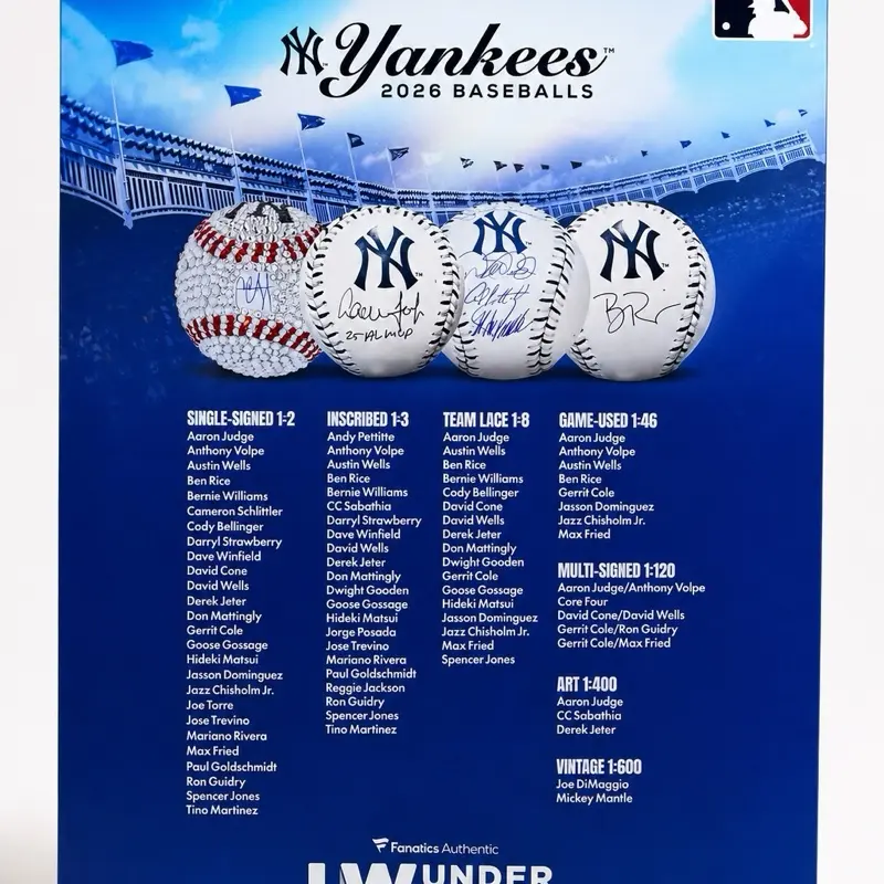 1 2026 Fanatics UW Autographed Yankees Baseball Personal Dome