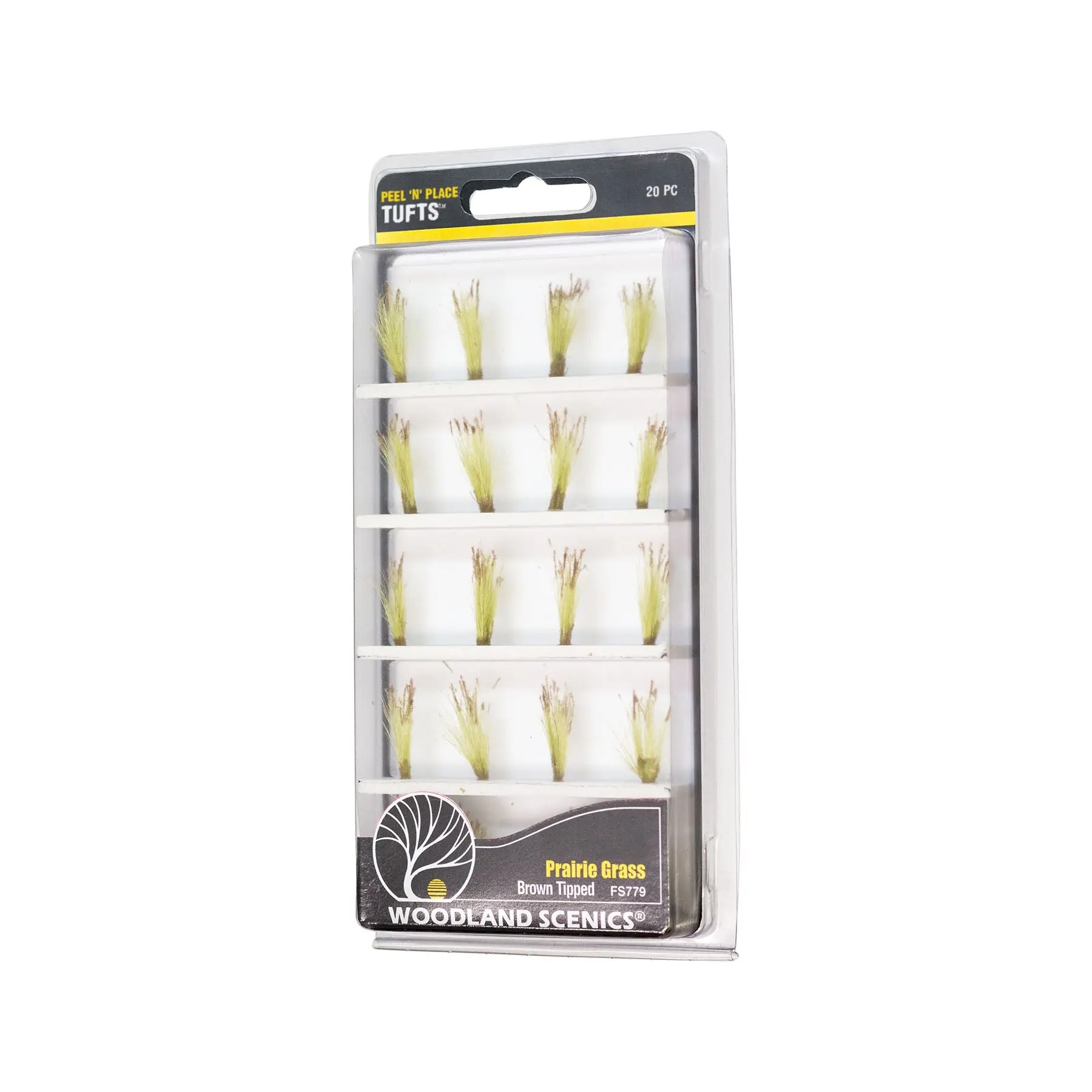 Woodland Scenics 779, Peel 'N Place, Prairie Grass Tufts, Brown Tipped, 20 Pieces