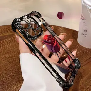Fashion Rose Phone Case for 15 16 Plus 14 13 12 11 Pro Max, No  Yellowing Shockproof Four-corner Airbag Electroplating  Phone Cover for Women and Girls/SJQNDD51