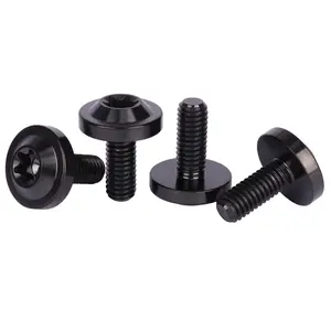 4Pcs Titanium Bolt M6 10 15 20mm Torx T40 Screws for Bicycle Motorcycle Car Bolt (Black, M6x15mm)