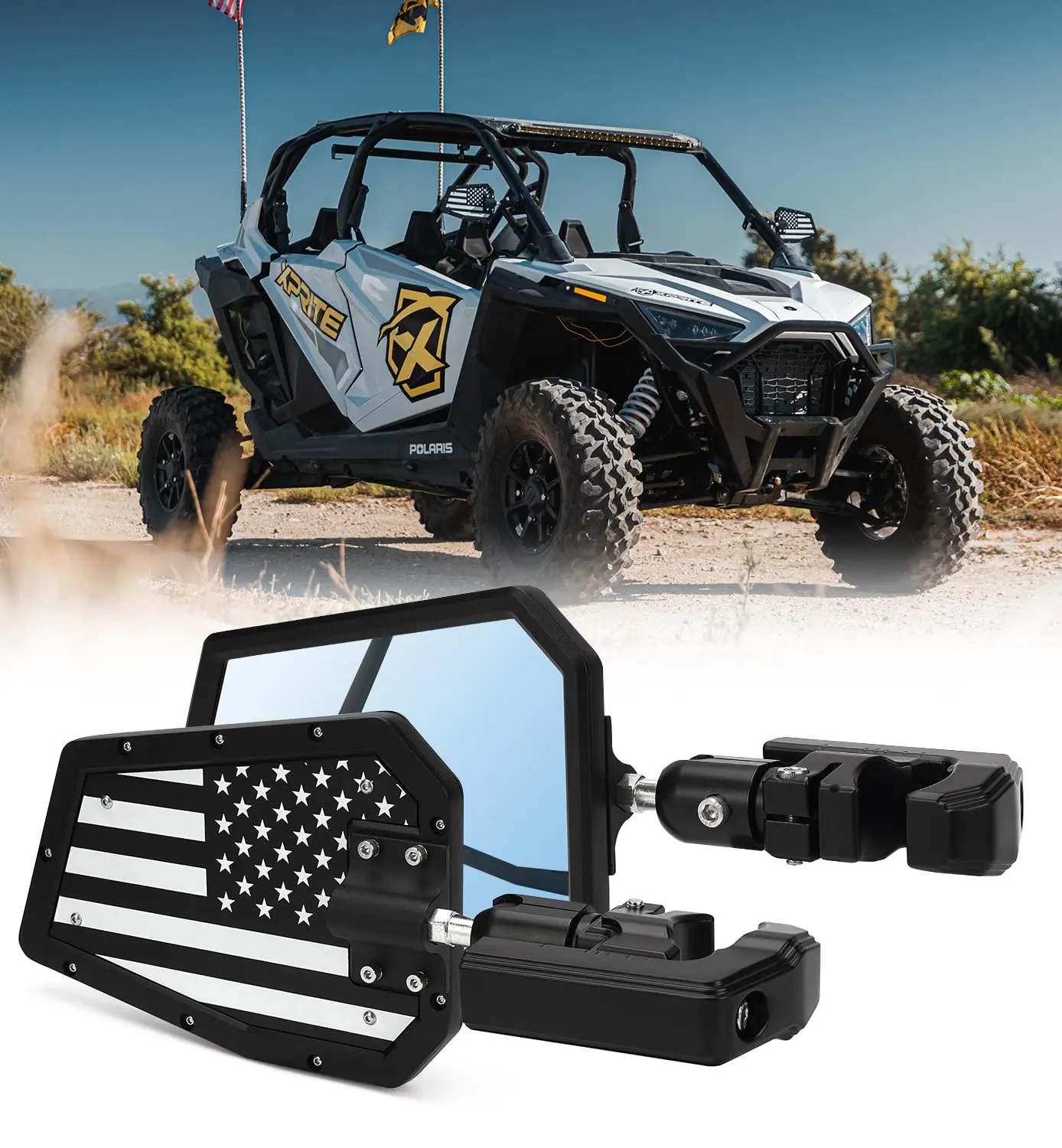 Xprite UTV Side Mirrors Adjustable Bracket – Universal Roll Bar Rear View Mirrors for RZR & Can-Am Xprite UTV Side Mirrors Adjustable Bracket – Universal Roll Bar Rear View Mirrors for RZR & Can-Am