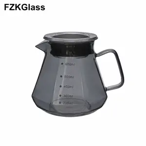 FZKGlass Dark Gray Diamond Coffee Server – Stylish 600ml/20oz High-Borosilicate Glass Carafe, Heat-Resistant, Durable & Elegant Coffee Pouring Pot for Home, Office, Café, Barista Use