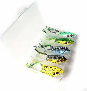 5pcs Frog Lures for Bass & Snakehead | Soft Plastic Topwater Crankbait 5.5cm 8g Weedless Fishing Lures | Freshwater Musky Bait