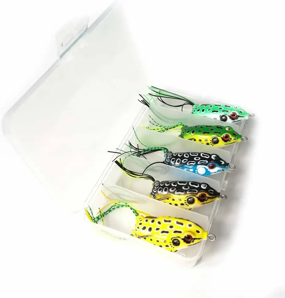 5pcs Frog Lures for Bass & Snakehead | Soft Plastic Topwater Crankbait 5.5cm 8g Weedless Fishing Lures | Freshwater Musky Bait