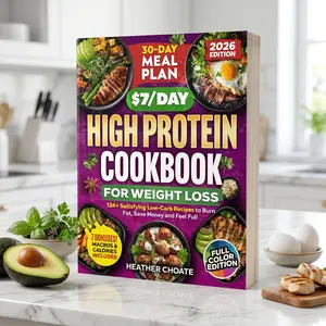 The $7 Day Cookbook by Heather Choate, 124 Simple Recipes, 30 Day Kitchen Guide, Budget Friendly Home Cooking Book