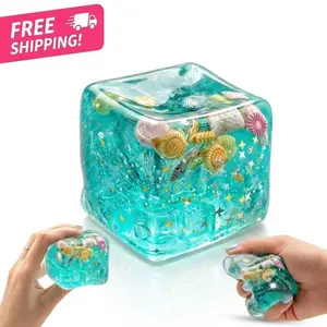 Ocean Shell Stress Relief Toy, Slow Rise Squishy Stress Cube for Anxiety Stress Relief Gift, Portable ASMR Squeeze Ball, Office Desk Decompression Toys