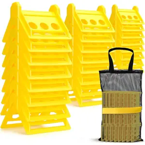 24 Pack Edge Corner Protector With Carrying Case for Flatbed Cargo Load Truck Shipping - 4'' x 6'' Winch Ratchet Straps Plastic Protectors Yellow