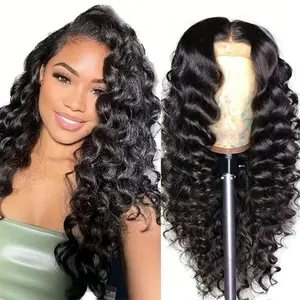 Deep   Front  Human  Density 200 Deep   13x5 HD  Front  Women Glueless Pre-Plucked Baby  24inch Wave Lace Wig Hair