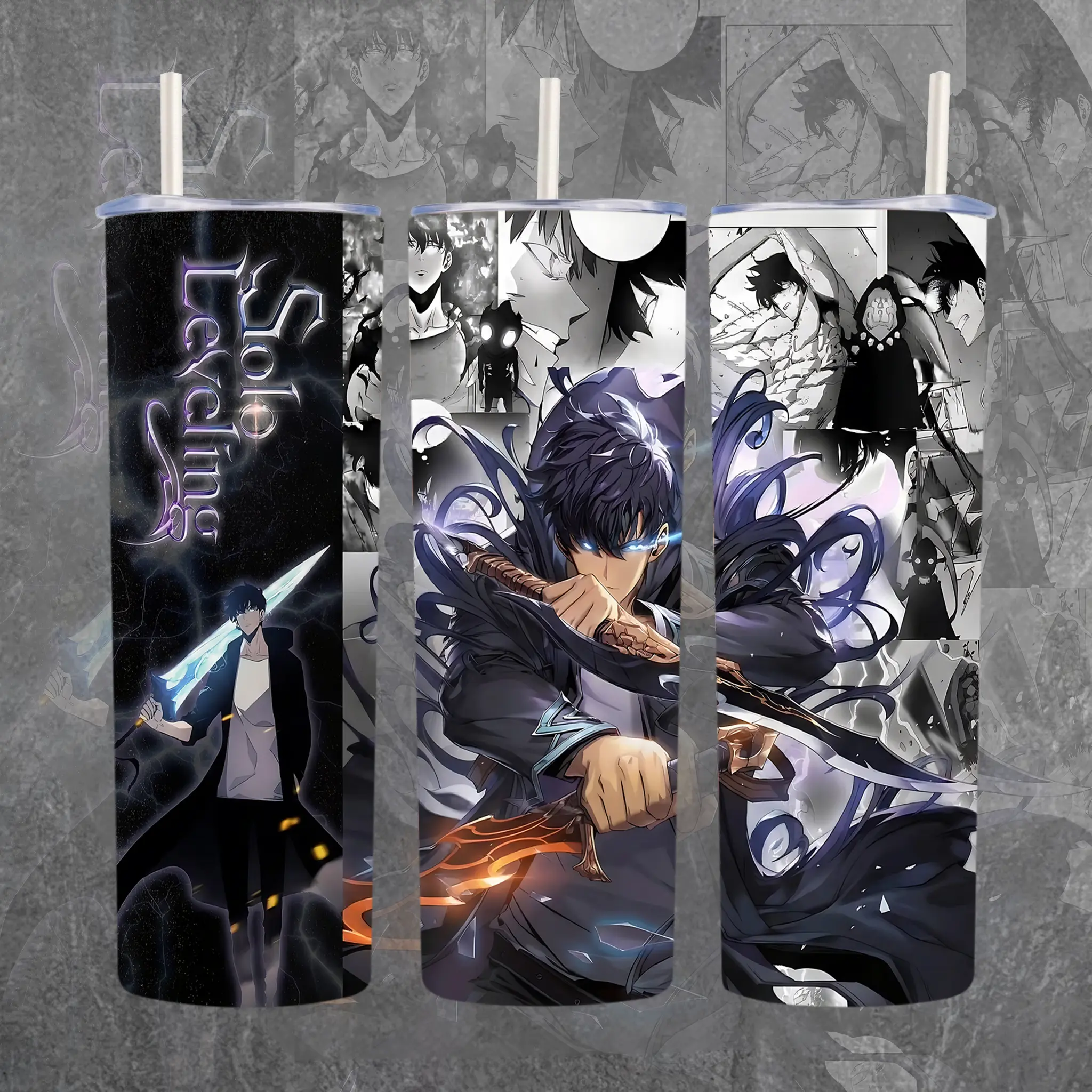 Sung Jinwoo Anime Tumbler 20oz & 40oz, Solo Leveling Stainless Steel Travel Mug, Manga Insulated Cup With Handle & Straw, Gift For Anime Fans