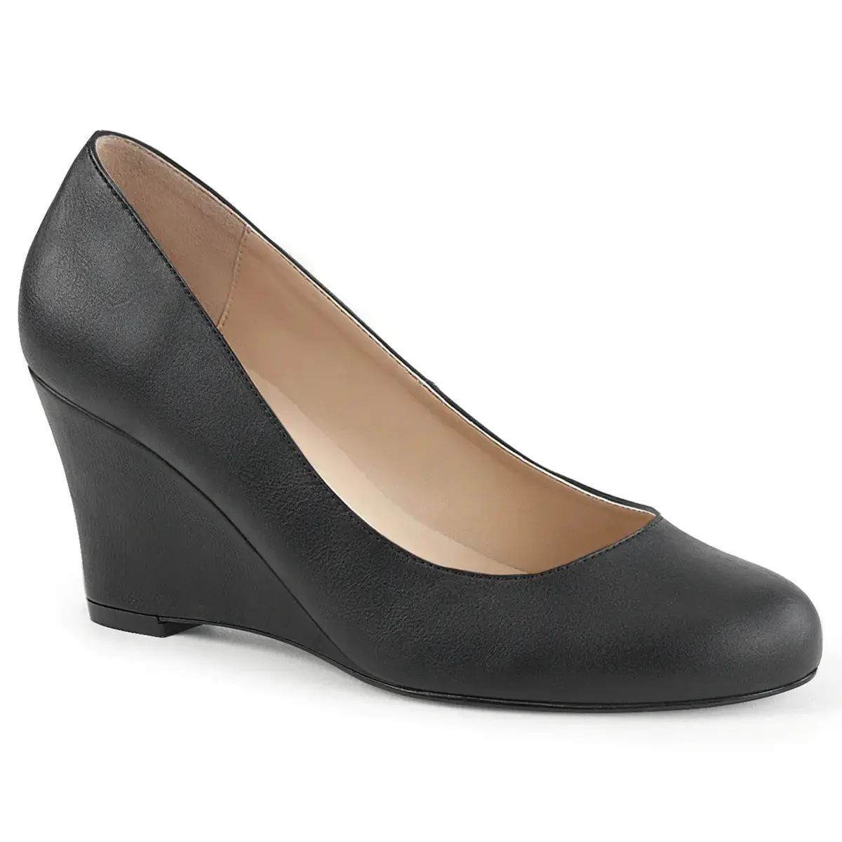 Pleaser Pink Label Kimberly-08 Women's Wedge Pump Black Vegan Leather
