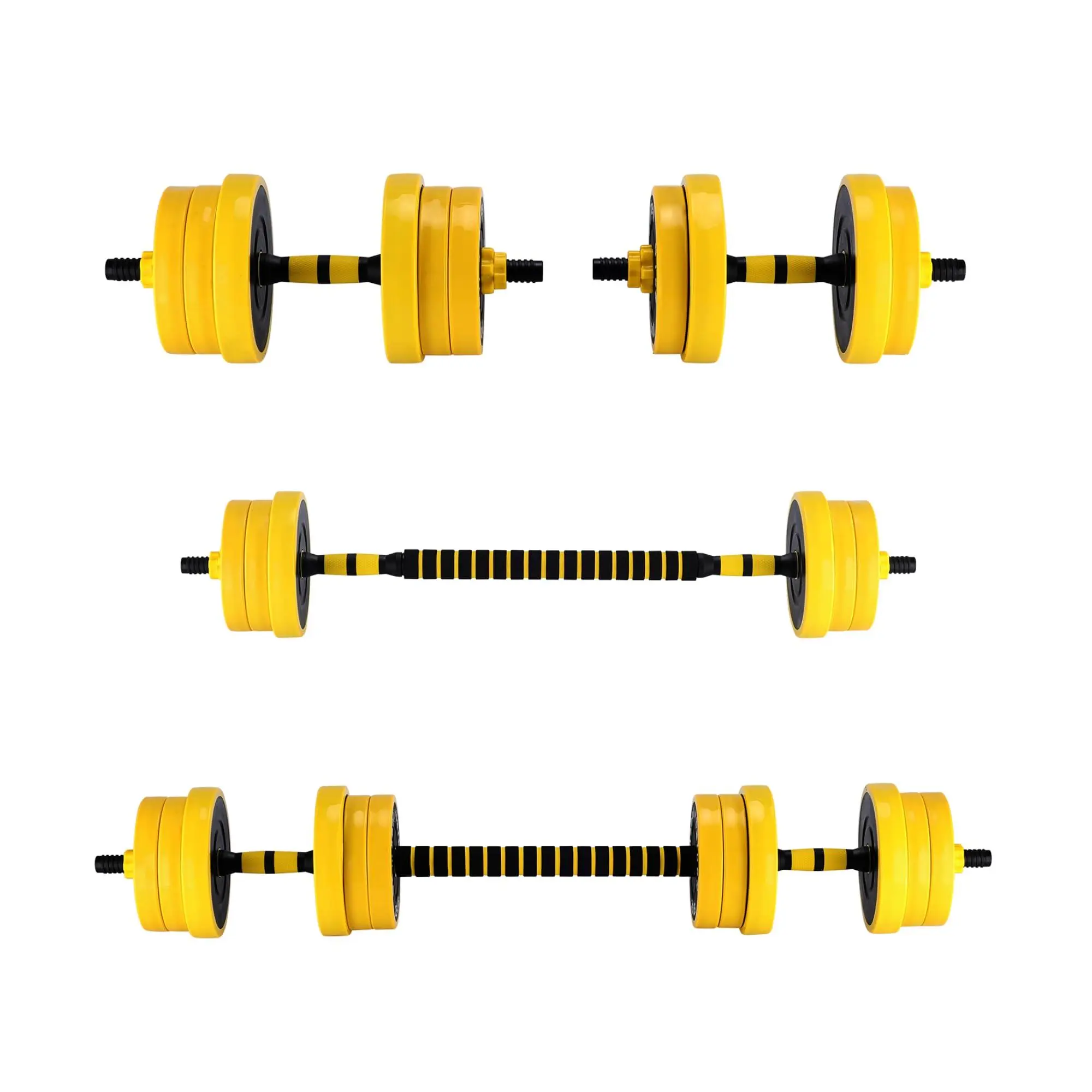 GARVEE 2-IN-1 Adjustable Dumbbell Set for Home Gym, 33 LBS Weight Set for Dumbbell and Barbell, Yellow