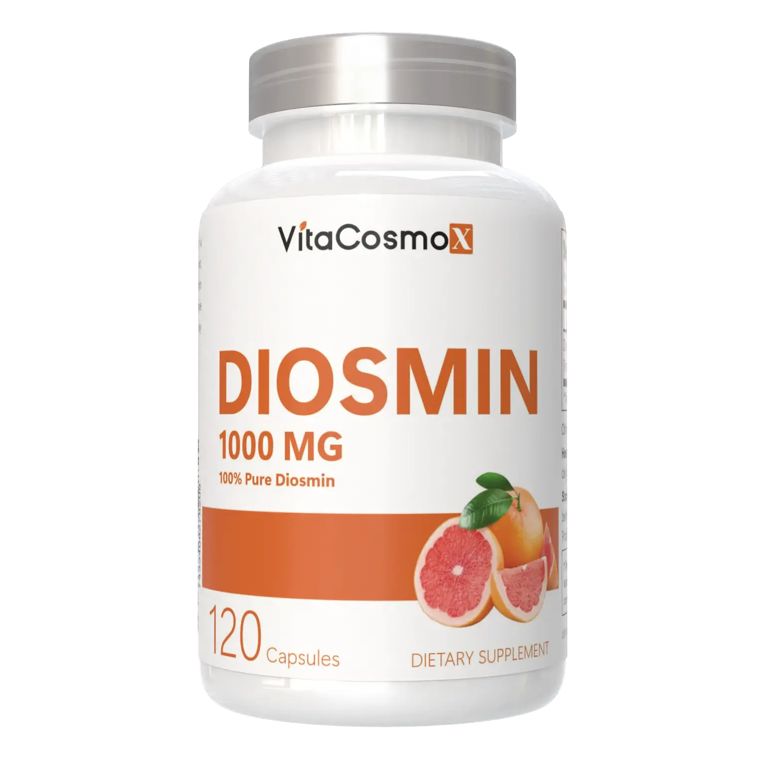 VitaCosmoX Diosmin 1,000 mg | 120 Veggie Capsules | Plant-Based Natural Formula | US Made | Free From GMOs Gluten Dairy Soy Preservatives & Artificial Ingredients | Daily Support Supplement