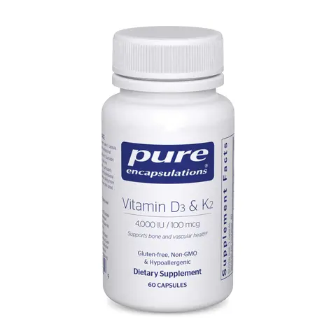 Pure Encapsulations Vitamin D3 & K2 – 60 Capsules | Supports bone strength & vascular health Immune & Heart Support