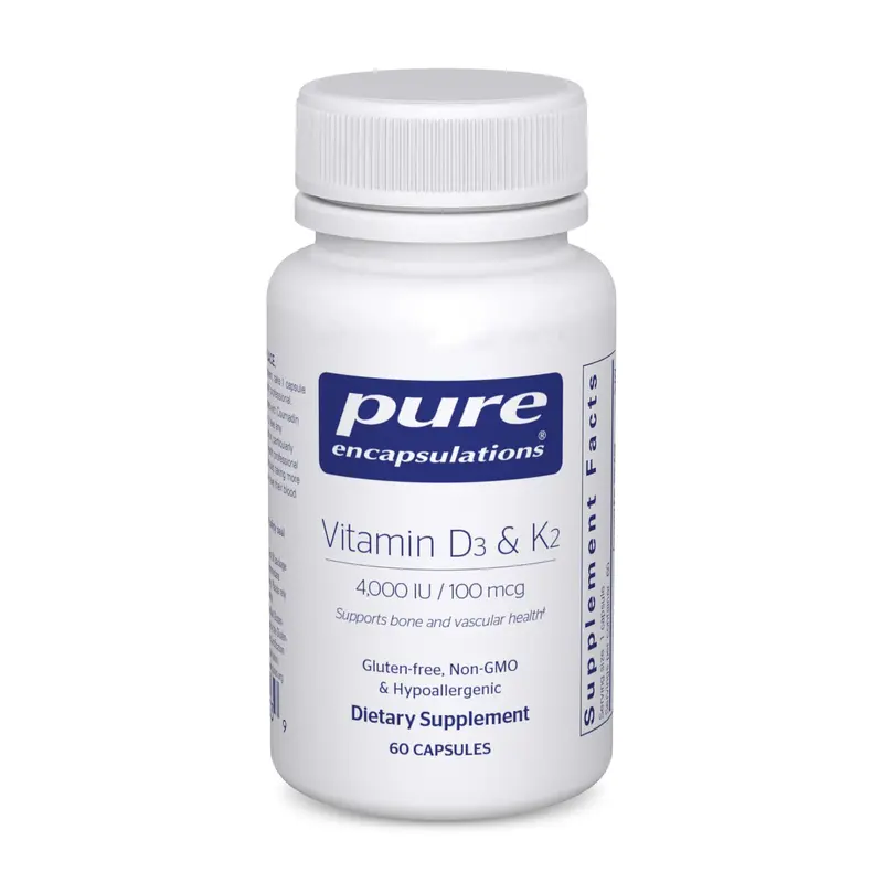 Pure Encapsulations Vitamin D3 & K2 – 60 Capsules | Supports bone strength & vascular health Immune & Heart Support