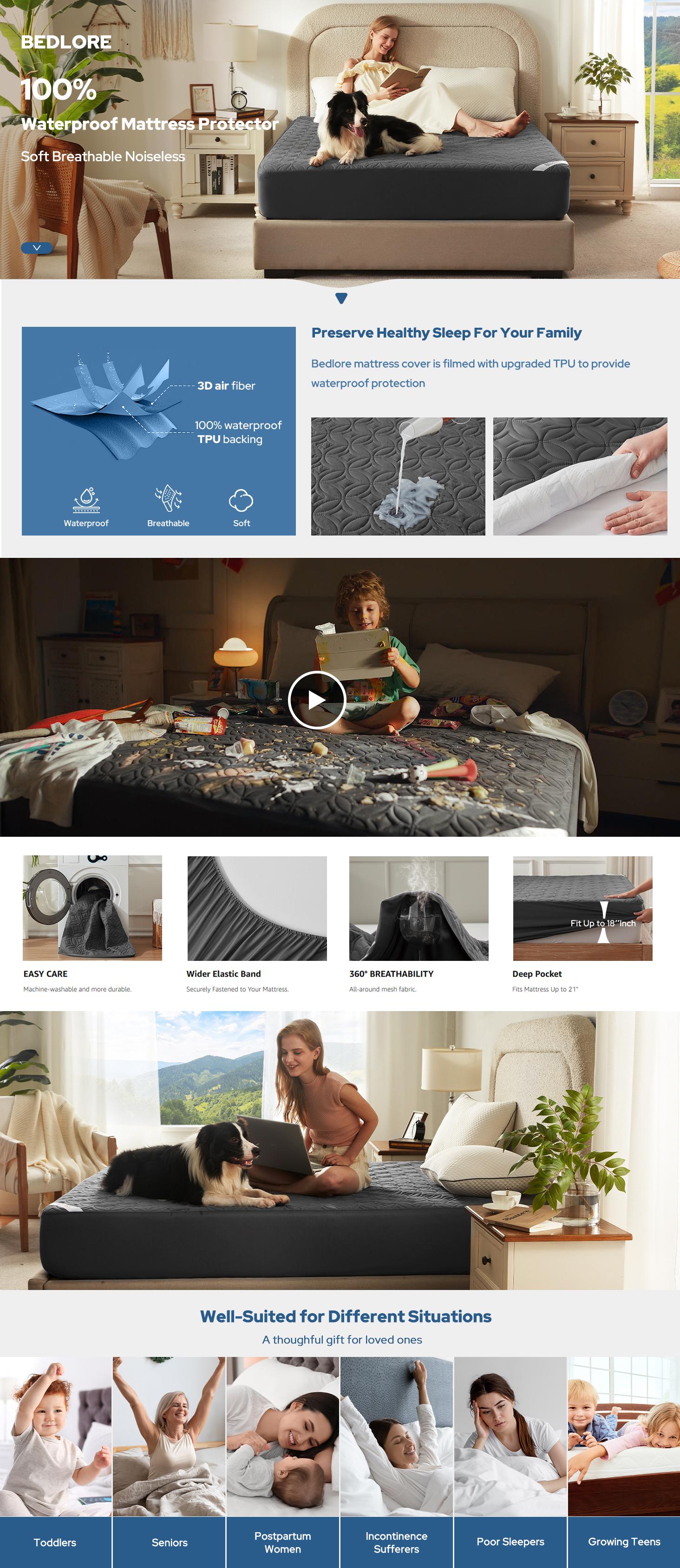 SpringGlowUp【BEDLORE】Cooling Waterproof Fitted Sheet Big Copper Coins | Bamboo Deep Pocket Mattress Cover | Soft Breathable Non-Slip]